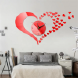 ساعة حائط ثري دي قلوب  3D Wall Watch A-092