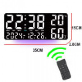 ساعة حائط رقمية مسطيلة مع مقياس رطوبة Large Digital Wall Clock LED Table Clock