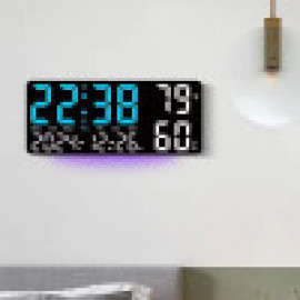 ساعة حائط رقمية مسطيلة مع مقياس رطوبة Large Digital Wall Clock LED Table Clock