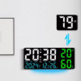 ساعة حائط رقمية مسطيلة مع مقياس رطوبة Large Digital Wall Clock LED Table Clock