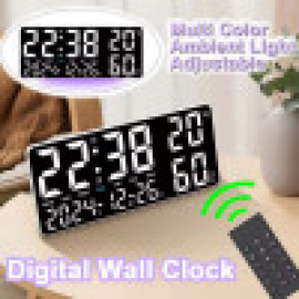 ساعة حائط رقمية مسطيلة مع مقياس رطوبة Large Digital Wall Clock LED Table Clock