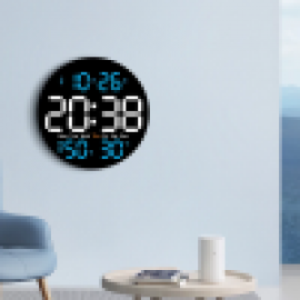 ساعة حائط دائرية رقمية مع منبهين وجهاز تحكم Wall Clock DS-5501