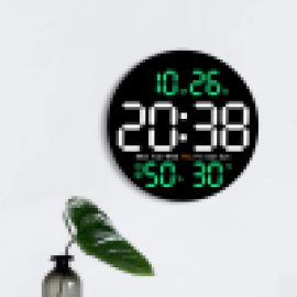 ساعة حائط دائرية رقمية مع منبهين وجهاز تحكم Wall Clock DS-5501