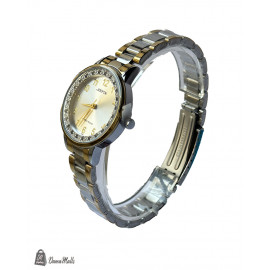 ساعة نسائي ستانلس ستيل ذهبي و فضي مزخرف