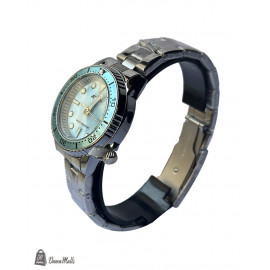 ساعة نسائي ستانلس ستيل فضي و ازرق