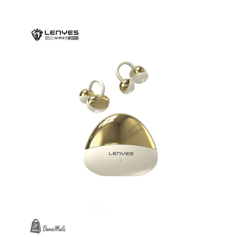LENYES AIR212  سماعة أذن لاسلكية بلوتوث، سماعة أذن ستيريو هاي فاي تعمل باللمس الذكي لون ذهبي