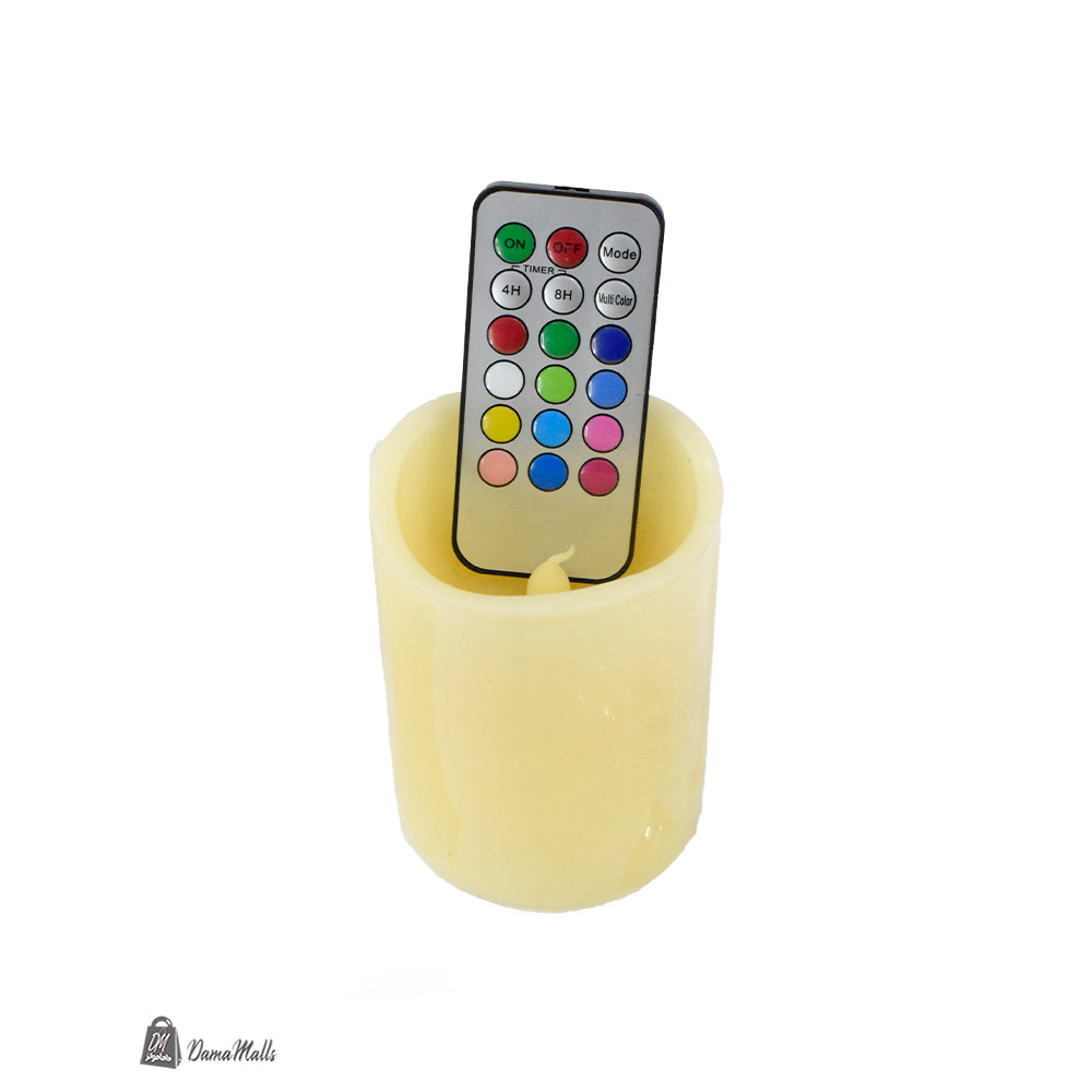 شمع مع انارة على جهاز تحكم