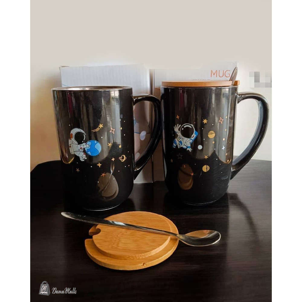 كوب بورسلان مع غطاء خشب