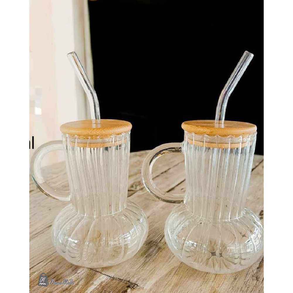 ماغ زجاج مع غطاء وشلمون