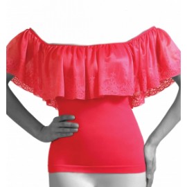   كنزة شيفون قبة عريضة مع نقشة..