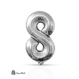 بالون نفخ رقم 8 فضي