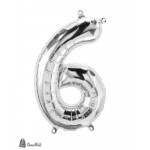 بالون نفخ رقم 6 فضي
