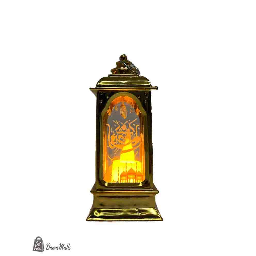 فانوس  مربع وسط ذهبي مع ضوء 113 طول 12سم